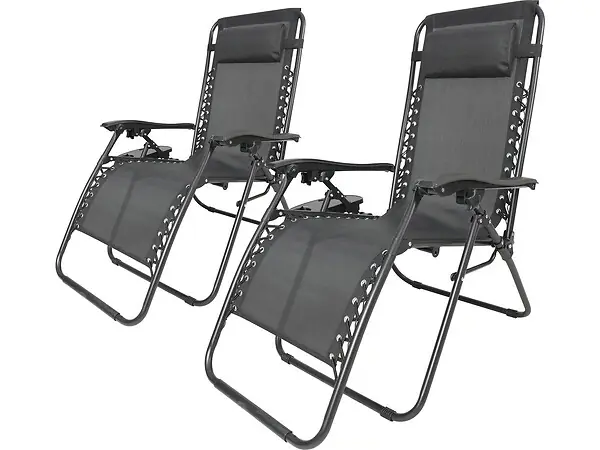 Seulement Aujourd'hui Lot de 2 Fauteuils de jardin inclinable zéro gravité "Sintra" - Noir HABITAT ET JARDIN
