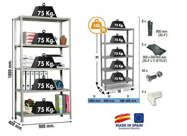 Simonrack - Etagère De Rangement 1800x900x400mm Gris Foncé Charge 75kg - Advantage 5/400 SIMON RACK Dernière Chance