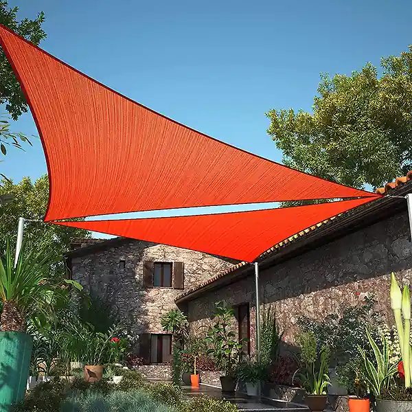 Voile d‘ombrage 4 x 4 x 5,66 m imperméable 220g/m² Haute densité - Tissu déperlant - Terracotta épicé COTE STORE Commander Maintenant