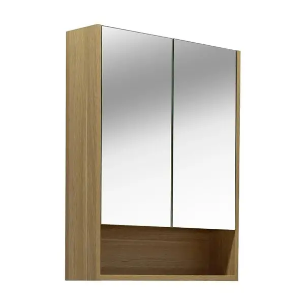 Lucca Armoire de toilette assemblée 60x75 cm, stratifié, 4 étagères, miroir, couleur chêne (LUCCA60CABD) NATUREL Offre Exclusive