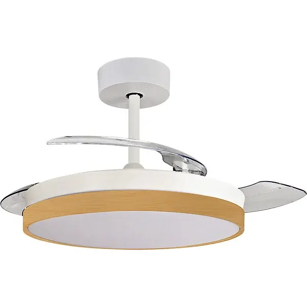 Super Prix Ventilateur de plafond + éclairage + pâles rétractables Ø91 cm - blanc - Voltman