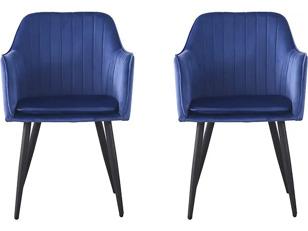 Lot de 2 chaises "Velma" en velours avec accoudoirs - Bleu HABITAT ET JARDIN Prix Choc