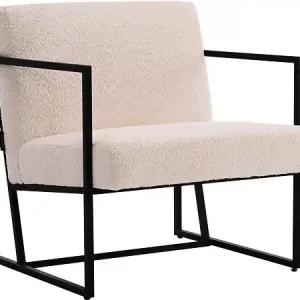 Fauteuil "Kennedy" en velours et métal - 73. 5 x 75.5 x 81 cm - Crème HABITAT ET JARDIN Paiement Sécurisé