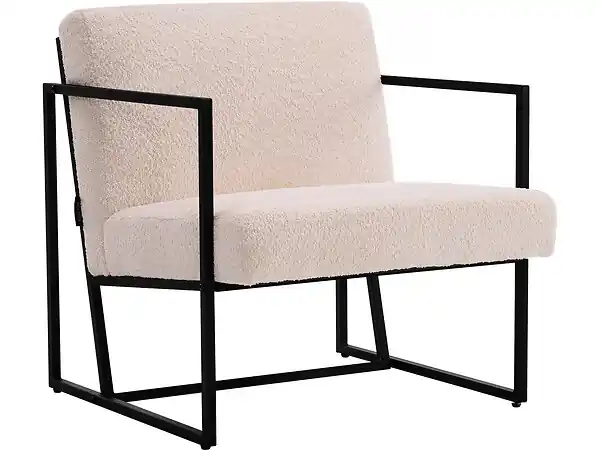 Fauteuil "Kennedy" en velours et métal - 73. 5 x 75.5 x 81 cm - Crème HABITAT ET JARDIN Paiement Sécurisé