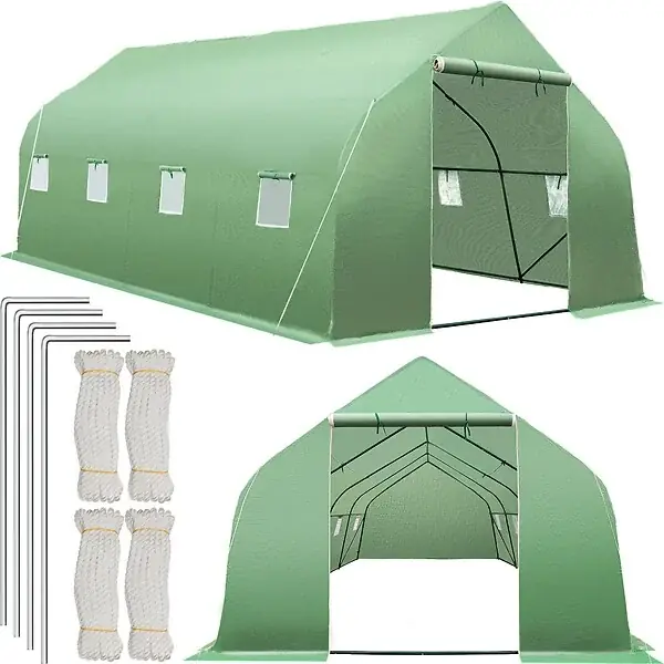 Serre tunnel 18 m² 600x300x205cm vert TECTAKE Super Prix