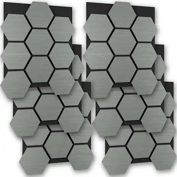 Lot 6 panneaux acoustiques aspect bois en mdf placage bois véritable chêne gris clair 76 x 62 x 1,8 cm TECTAKE Vente Flash