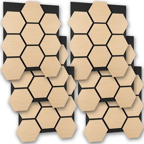 Lot 6 panneaux acoustiques muraux en mdf avec placage en bois marron chêne 76x62x1cm TECTAKE Vente Flash