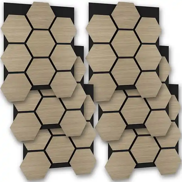 Lot de 6 panneaux acoustiques en mdf avec placage en bois véritable chêne foncé 76 x 62 x 1,8 cm absorption acoustique efficace TECTAKE Bon Marché