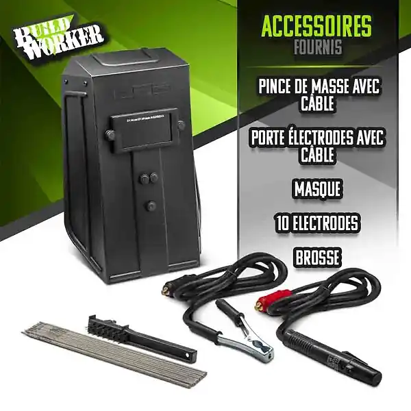 Poste à souder Inverter 100A + 10 électrodes BUILD WORKER Haute Qualité