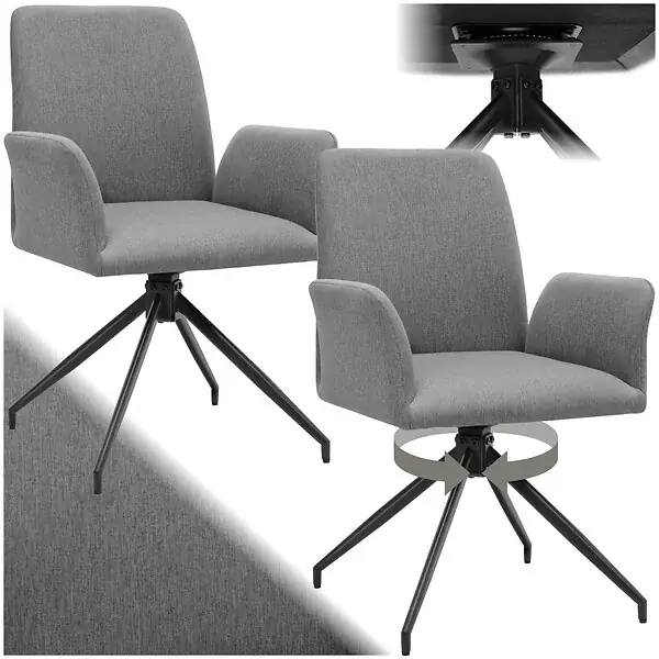 Lot 2 fauteuils pivotants 360° rembourrés tissu robuste anthracite TECTAKE Must-Have