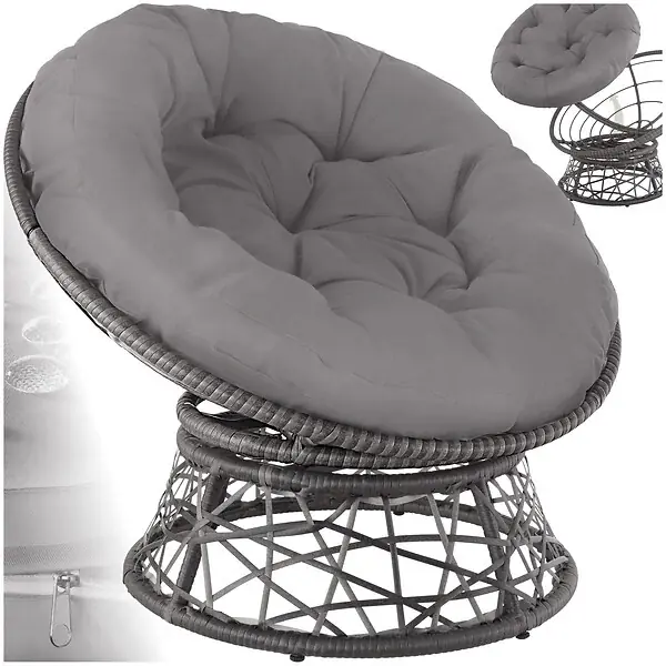 Fauteuil papasan en rotin Gargano rotatif gris TECTAKE Bon Marché