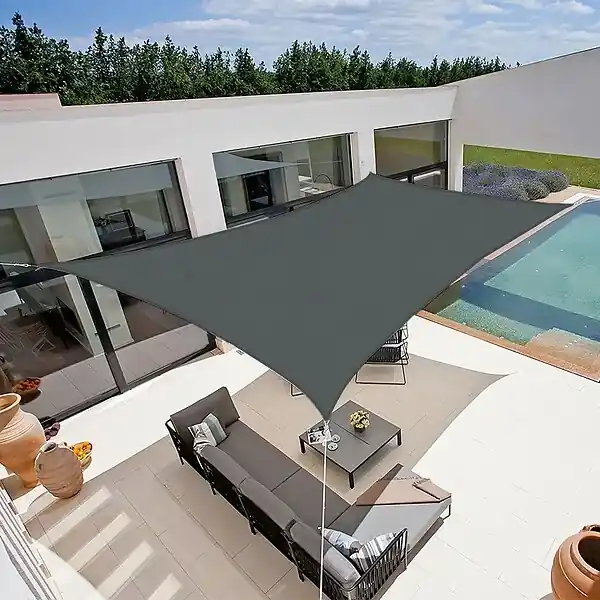 Nouveauté Voile d‘ombrage 4 x 3 m rectangulaire 280g/m² - Haute densité résistante au vent - Tissu micro-aéré - Gris COTE STORE