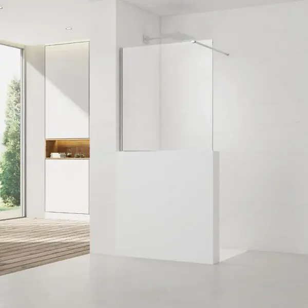 Vente Flash Swiss Aqua Technologies Pare-muret 110x100cm Paroi en verre Crystal Glass® 8 mm anticalcaire, avec bras et profilés chrome brillant (SATBWIS110PR)