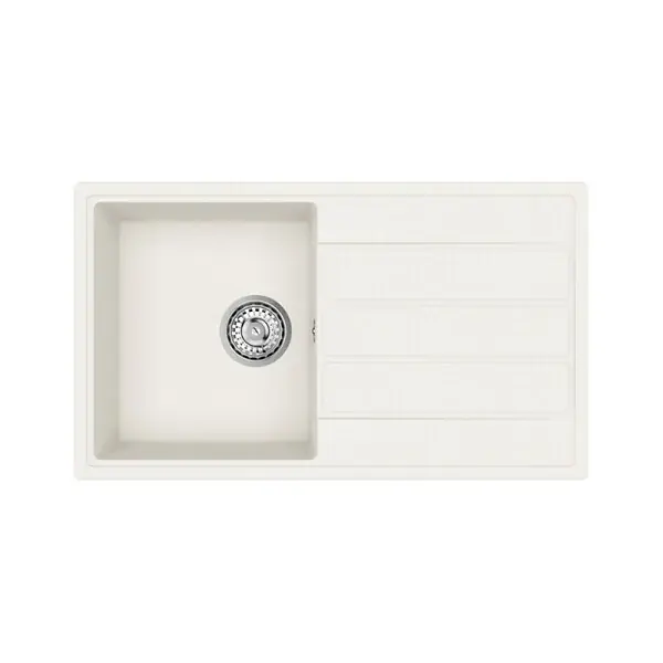 Dernière Chance Swiss Aqua Technologies 76x44 cm évier avec égouttoir réversible en Granite, à encastrer, blanc (SATSINKGE3W)