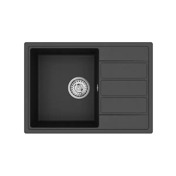 62x44 cm évier avec égouttoir réversible en Granite, à encastrer, noir (SATSINKGE2B) SWISS AQUA TECHNOLOGIES Prix Promo