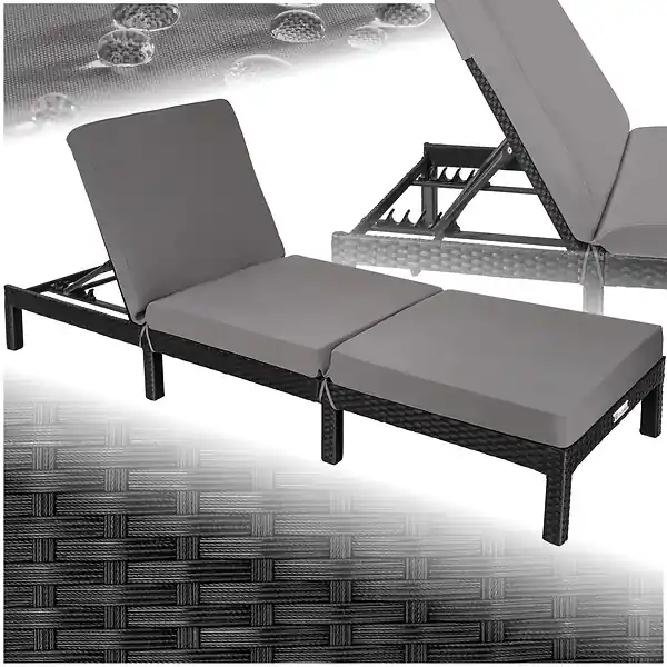Bain de soleil SOFIA 6 positions noir TECTAKE Expédition Rapide