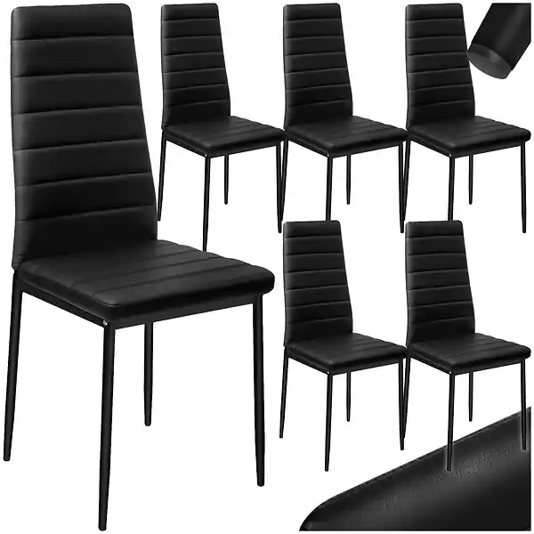 Ensemble de 6 chaises de salle à manger rembourrées aspect cuir noir TECTAKE Quantité Limitée