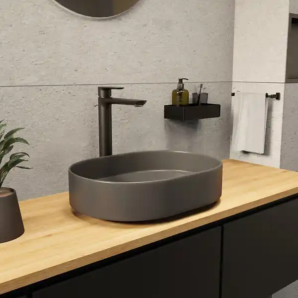 Expédition Rapide Ceramia PixL 50 x 37 x 13,5 cm vasque à poser Infinitio, sans trop-plein, gris (CEPX5037GRM)