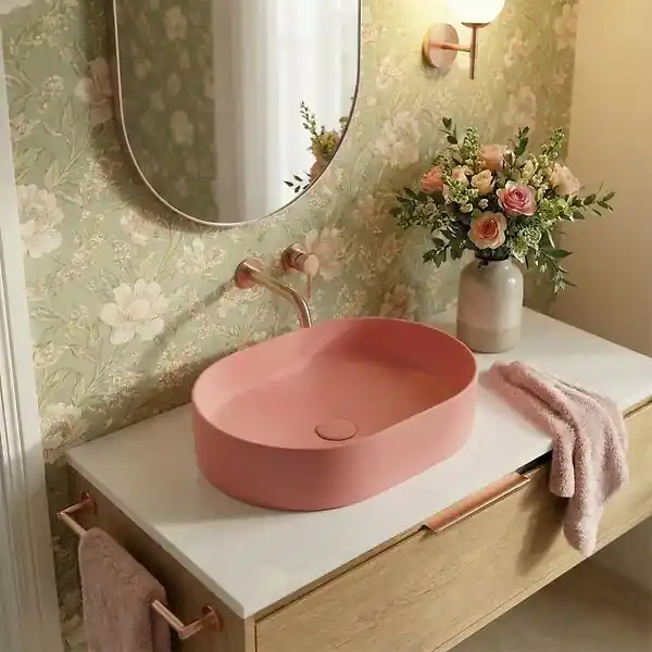 Dernier Modèle Ceramia Vasque à poser ovale 50 x 36,5 x 12 cm sans trop-plein rose mat PixL (CEPX5037PM)