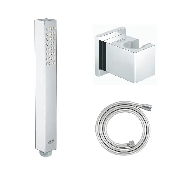 Douchette 1 jet Vitalio Joy Cube Stick chromé avec flexible 150 et support carré GROHE Livraison Express
