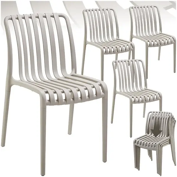 Chaises de jardin ALCUDIA résistantes aux intempéries et empilables taupe TECTAKE Authentique