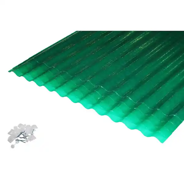 Lot 5 plaques POLYESTER PO 76/18 VERT + 5 kits de fixations Vert, l.90 cm, L.200 cm MCCOVER Expédition Rapide