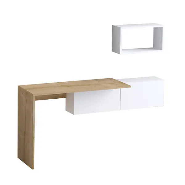 Soldes Bureau en bois "Tiff" - 145 x 45 x 74 cm - Chêne blanc HABITAT ET JARDIN