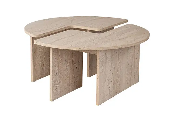 Achetez Aujourd'hui Table basse en bois "Moira" - 90 x 90 x 41 cm - Travertin HABITAT ET JARDIN