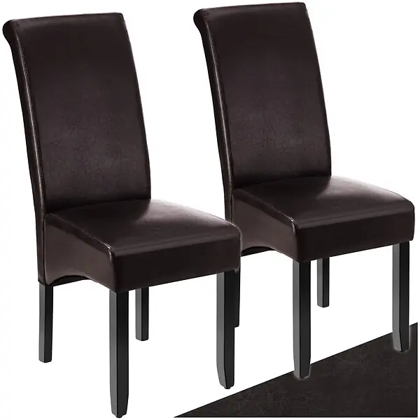 Affaire À Saisir Ensemble 2 chaises salle à manger aspect cuir ergonomique cappuccino TECTAKE