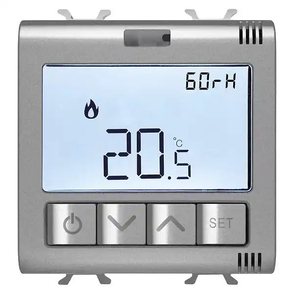 Achat Immédiat Thermostat connecté ChoruSmart Titane mesure temp/humidité Zigbee - GEWISS - GW14709