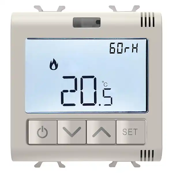 Expédié Aujourd'hui Thermostat connecté ChoruSmart Beige satiné mesure temp/humidité Zigbee - GEWISS - GW13709