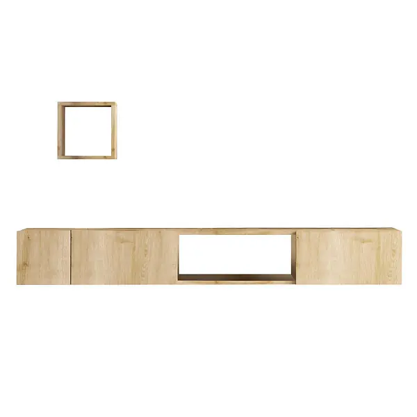 Meuble TV avec étagère murale en bois "Avior" - 180 x 32 x 25 cm - Beige HABITAT ET JARDIN Usine Directe