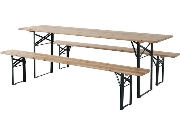 Vente Flash Table de jardin brasserie pliante avec 2 bancs " Lisbonne " - 218 x 59,5 x 75 cm - Marron HABITAT ET JARDIN