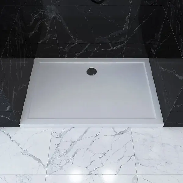 Meilleure Vente RECEVEUR DE DOUCHE A POSER EXTRA-PLAT EN ACRYLIQUE BLANC RECTANGLE - 100x80cm - BAC DE DOUCHE AURLANE