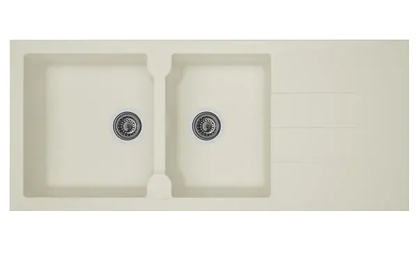 Satisfait Ou Remboursé Evier de cuisine Aloa avec egouttoir - Résine- Blanc - L116 x l50cm DIADEM