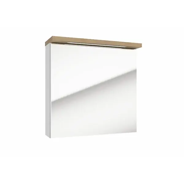 Offre Exclusive Armoire de toilette avec miroir, éclairage LED et prise 220V, 60x60x20 cm blanc, SAT Stilla (STILLAE06017) NATUREL