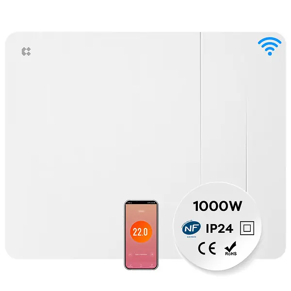 CIARRA CDHTD10A-W Radiateur Electrique Connecté Mural 1000W 5-10㎡ Double Cœur de Chauffe IP24 Chauffage Programable Top Vente