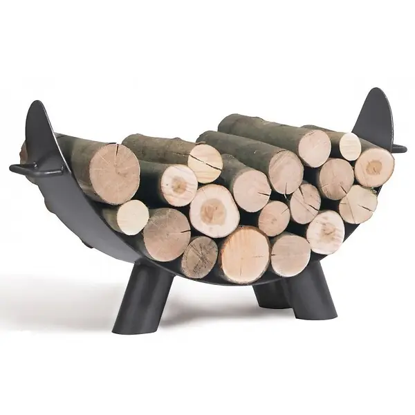 Vente Flash Porte bûches demi-lune MILA en acier noir 80x43 cm COOK KING