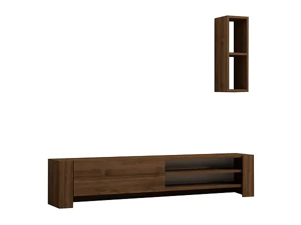 Meuble TV avec étagère murale en bois "Naz" - 160 x 26 x 33 cm - Marron HABITAT ET JARDIN Produit De Marque