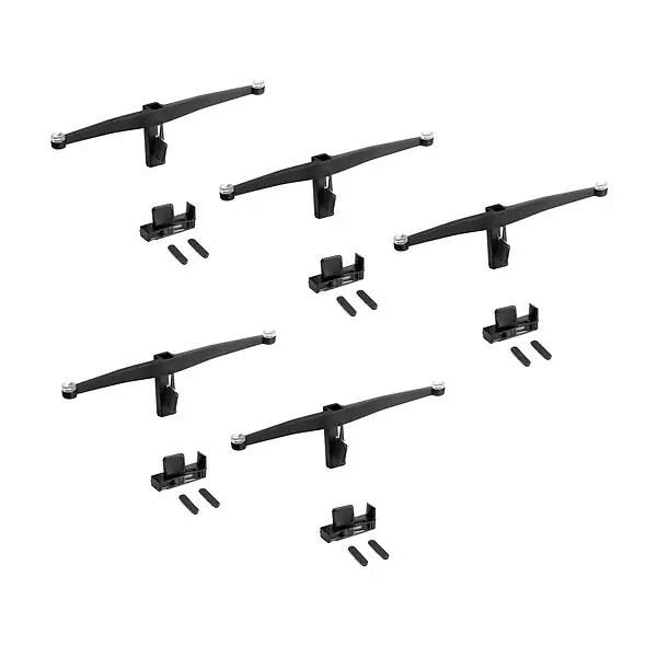 Lot de consoles pour 5 tablettes en verre pour la structure Zero, verre non inclus, Zamak, Peint en noir texturé EMUCA Livraison Express