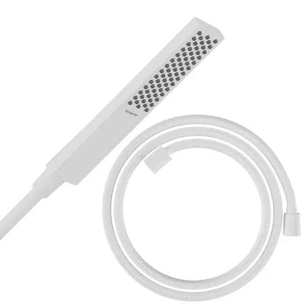 Acheter En Ligne Pommeau de douche Pulsify E 100 EcoSmart blanc mat + flexible de douche Designflex 160 cm blanc mat HANSGROHE