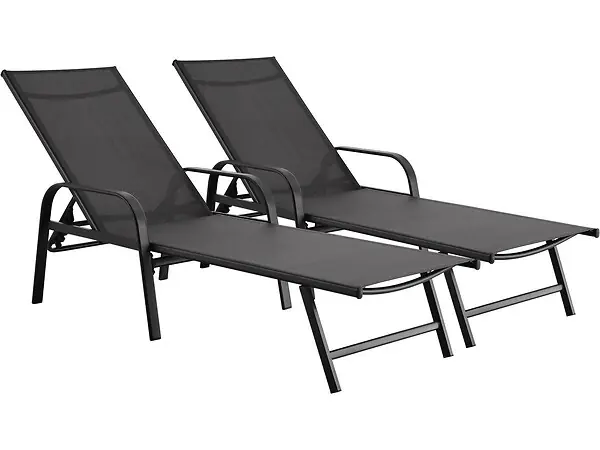 Lot de 2 Bains de soleil en métal "Farniente"- Gris HABITAT ET JARDIN Solde