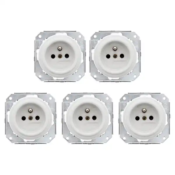 Pas Cher FONTINI Lot de 5 prises porcelaine blanche Garby – Installation encastrée – Qualité supérieure