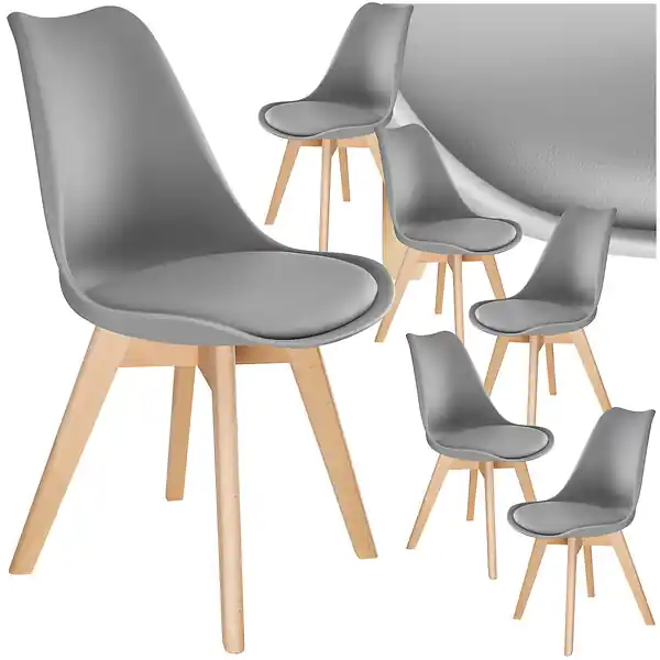 Lot 6 chaises salle à manger style scandinave forme ergonomique gris TECTAKE Pas Cher