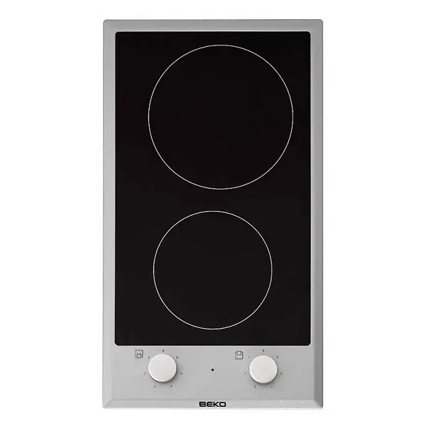 Promotion Saisonnière Beko Plaque vitrocéramique 2 foyers, 30 cm, 6 niveaux de puissance, cadre inox (HDCC32200X)