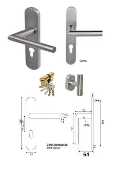 Poignee Cérès réhaussée, Barillet, Bouton De Porte D‘entre (ref IN158RPL2 - IN303NEW) GD MENUISERIES Meilleur Choix