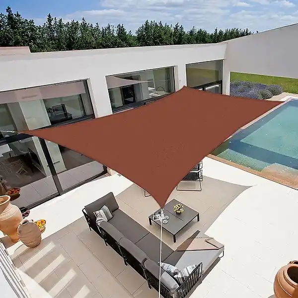 Offre Du Jour Voile d‘ombrage 5 x 3 m rectangulaire 280g/m² - Haute densité résistante au vent - Tissu micro-aéré - Terracotta COTE STORE