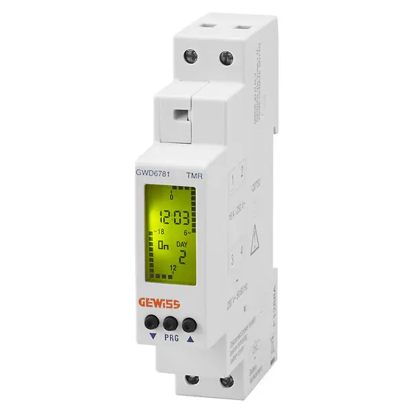 Interrupteur horaire hebdomadaire digital compact réserve 4 ans 1 NO 1 module - GEWISS - GWD6781 Bon Plan