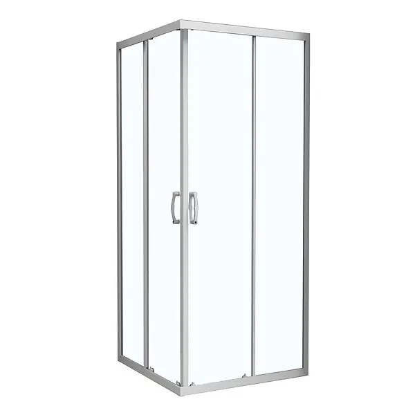 Bon Marché Angle de douche carré 90x90cm verre trempé aluminium blanc