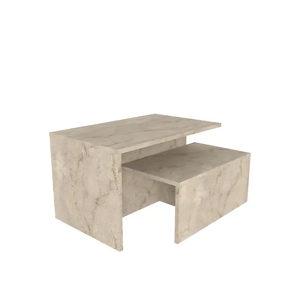 Table gigogne (2 pièces) en bois "Twins" 72 x 45 x 42 cm - Travertin HABITAT ET JARDIN Usine Directe